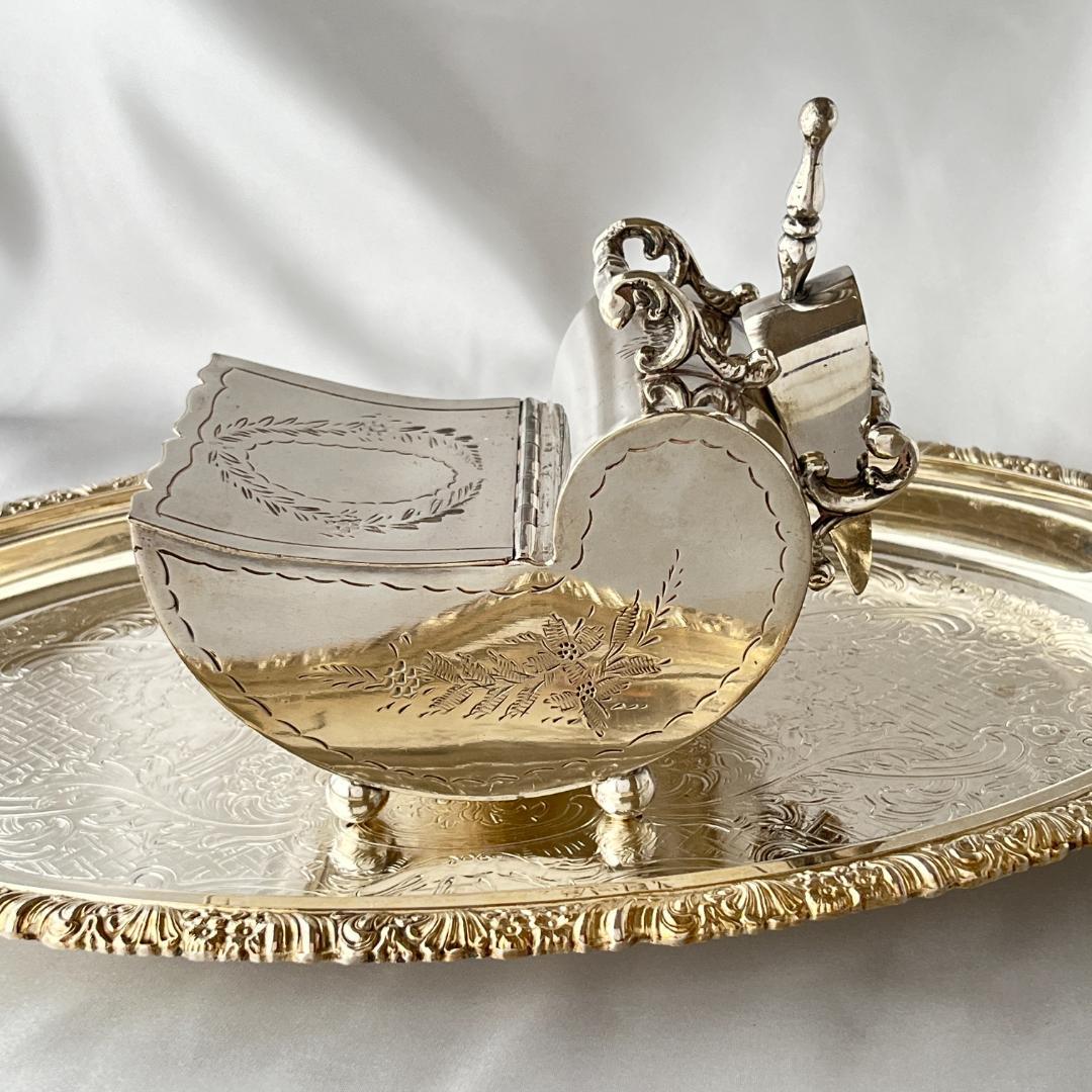 【英国】シュガーボックス / スカットル スコップ【シルバープレート】