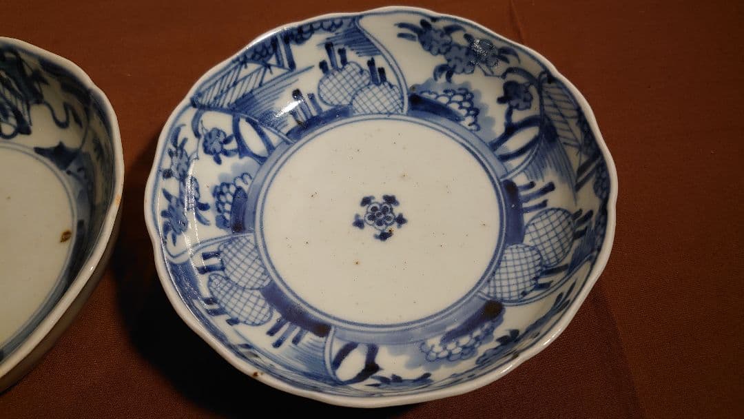 古伊万里　伊万里　染付　江戸期　なます皿　渦福　　２客