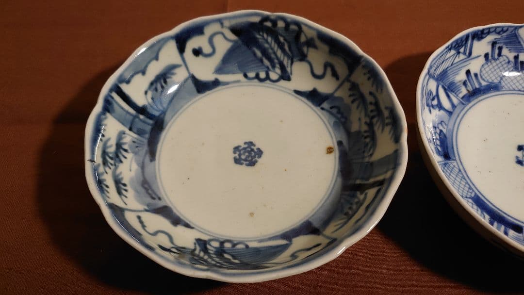古伊万里　伊万里　染付　江戸期　なます皿　渦福　　２客