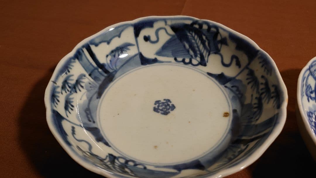 古伊万里　伊万里　染付　江戸期　なます皿　渦福　　２客