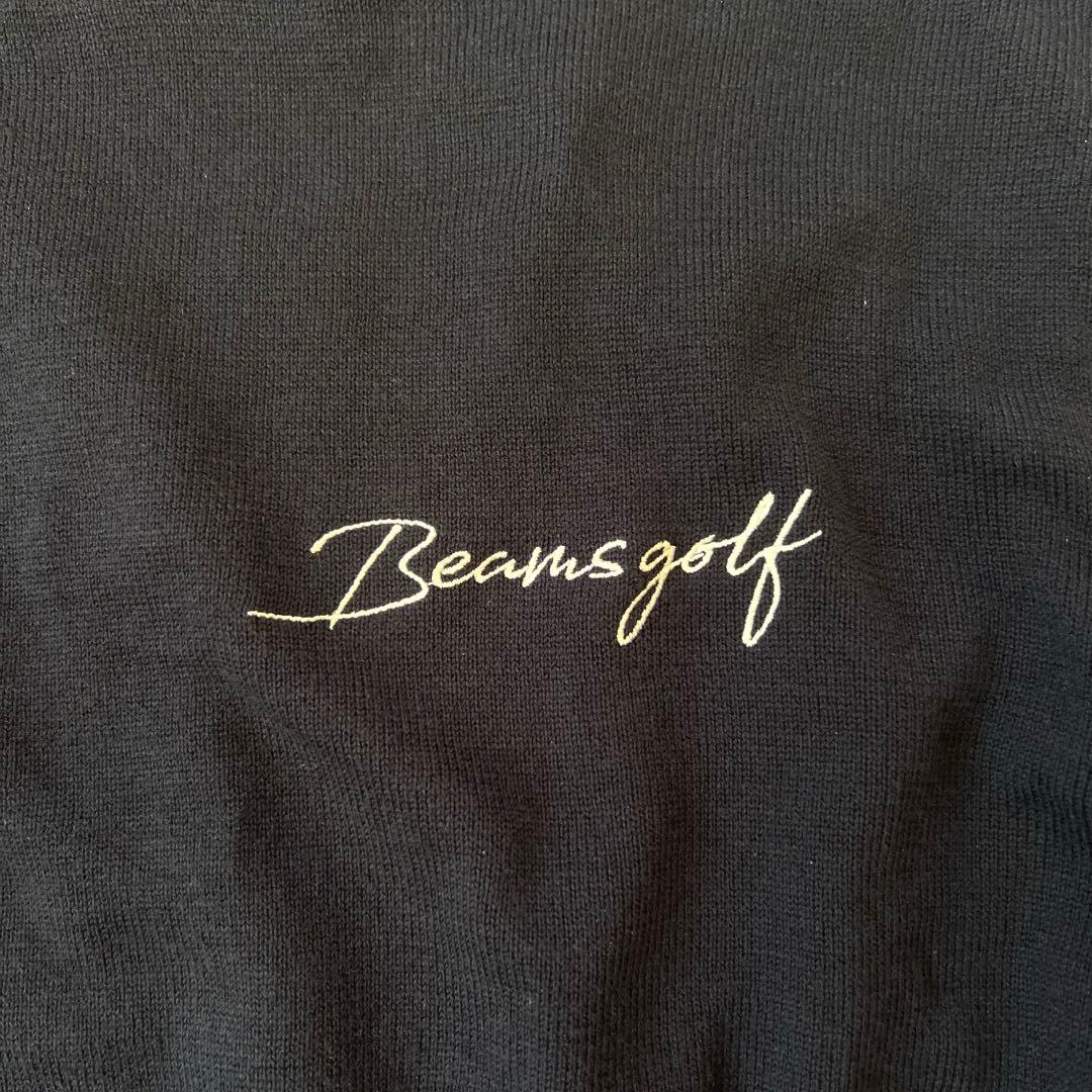 【防風/裏地付】BEAMS GOLF パネル モックネック ニット ネイビー M