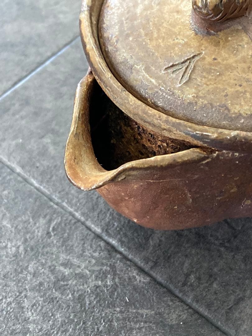 値下げ！備前焼 宝瓶 登り窯 松ぼっくり　手びねり 急須 陶磁器　煎茶　茶器