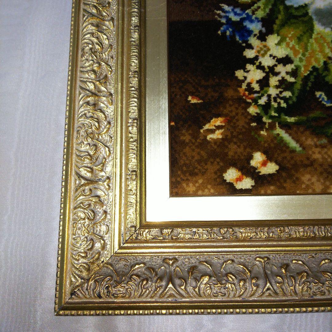 手織りペルシャ絨毯　タブリーズ産絨毯絵画　ウール&シルク