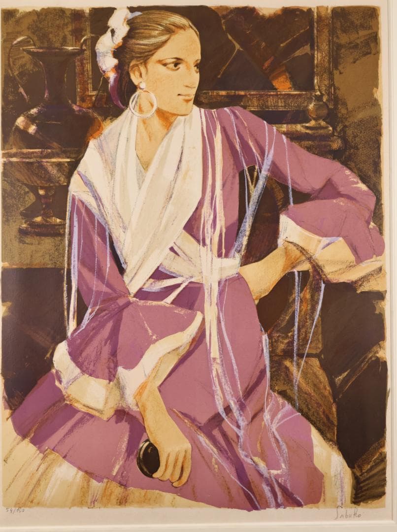 斉藤三郎　「 フラメンコ 」　リトグラフ　54/150　直筆サイン　BK028