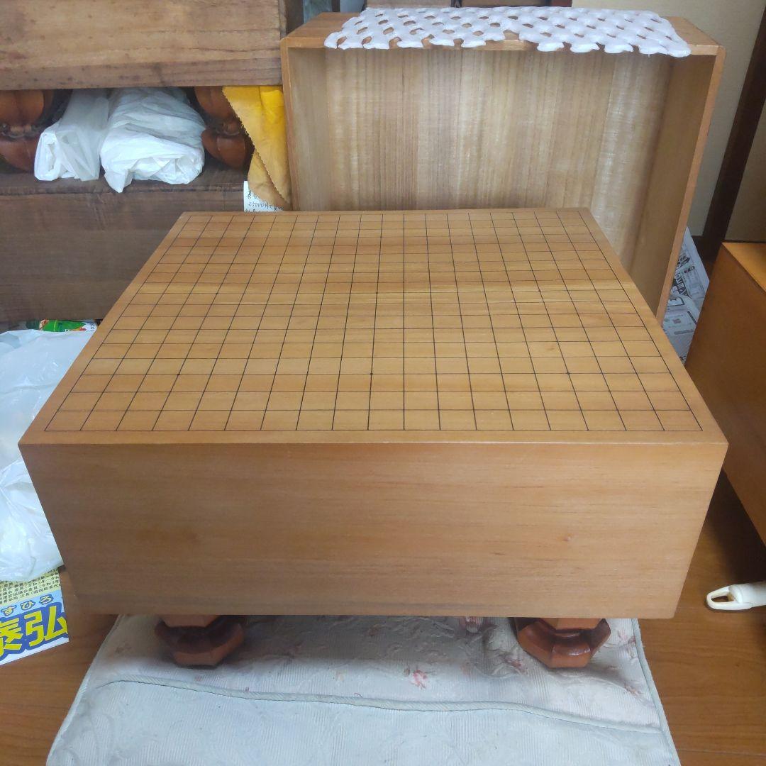 本桂脚付き碁盤六寸盤　木裏板目　桐覆い付き
