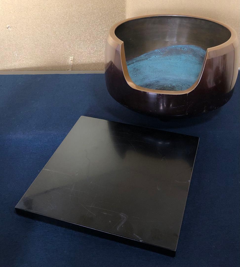 《レ》茶道具 唐銅風炉 秋元宗幹 真塗小板付 共箱 251111う6