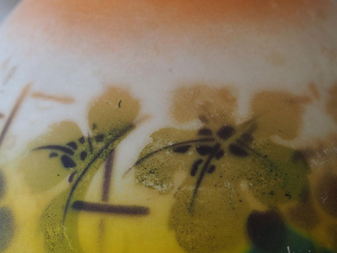 磨りガラスにブドウの模様 アール・デコ ランプシェード電笠 工藝/K399