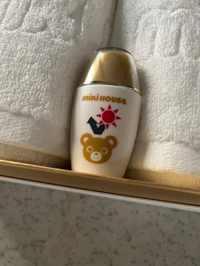 新品ミキハウス シーアイランドコットン フェイスタオル 2枚セット＋uvミルク