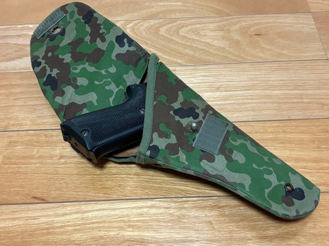 陸上自衛隊 9ｍｍ拳銃用茶革ホルスター 迷彩カバー タナカ 9mm拳銃 ASGK