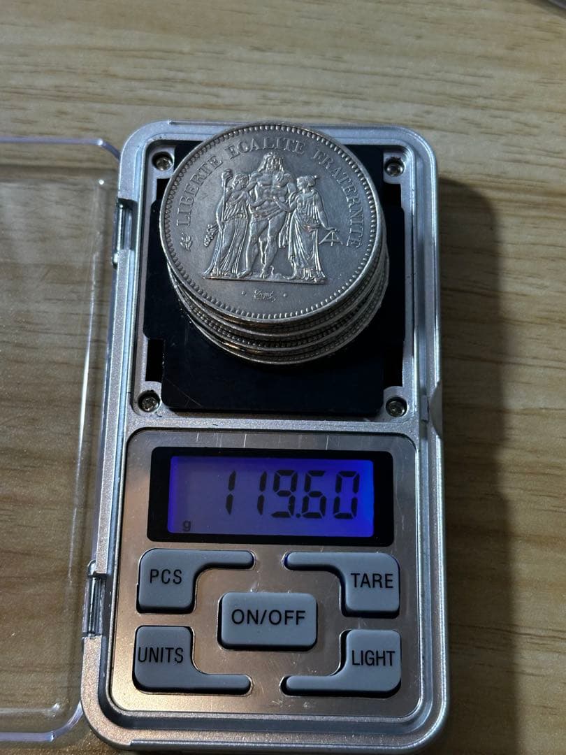 フランス 50フラン銀貨 4枚+5フラン銀貨 1枚