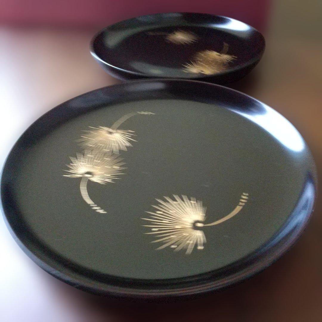 会津塗 銘々皿 5枚 沈金たんぽぽ