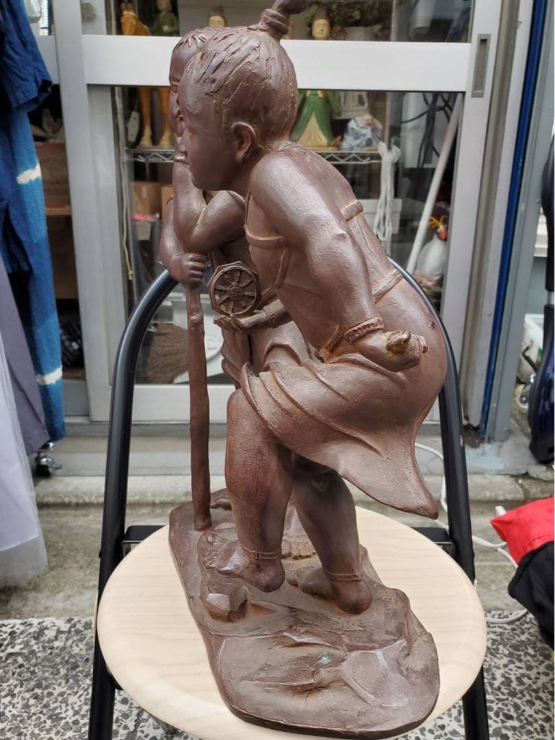 彫刻家 平野千里作 『　飛翔　』ブロンズ　検索西日暮里仏像　在銘,作家物,置物