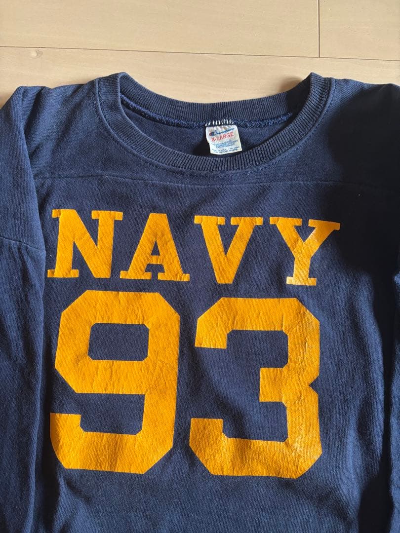 Champion NAVY 七分袖 フットボールT チャンピオン USA製　XL