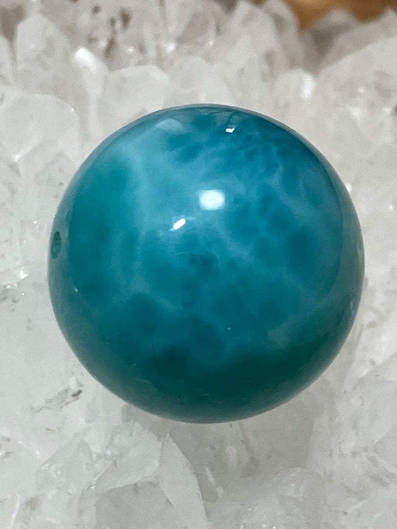 コレクションレベル　ラリマー丸玉　19.2mm 穴開き