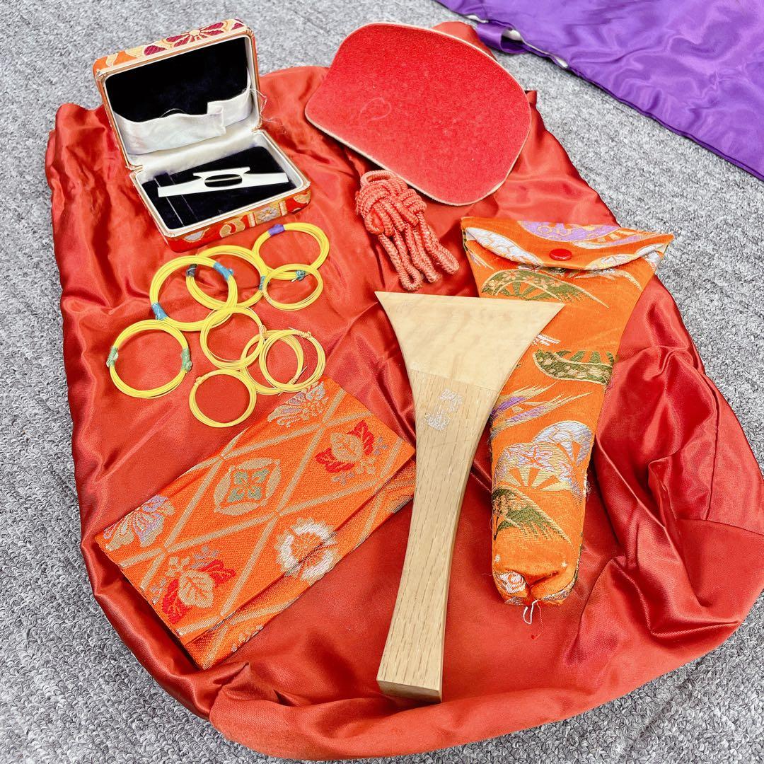 三味線 細棹 花梨 平溝 丸打胴 付属品多数