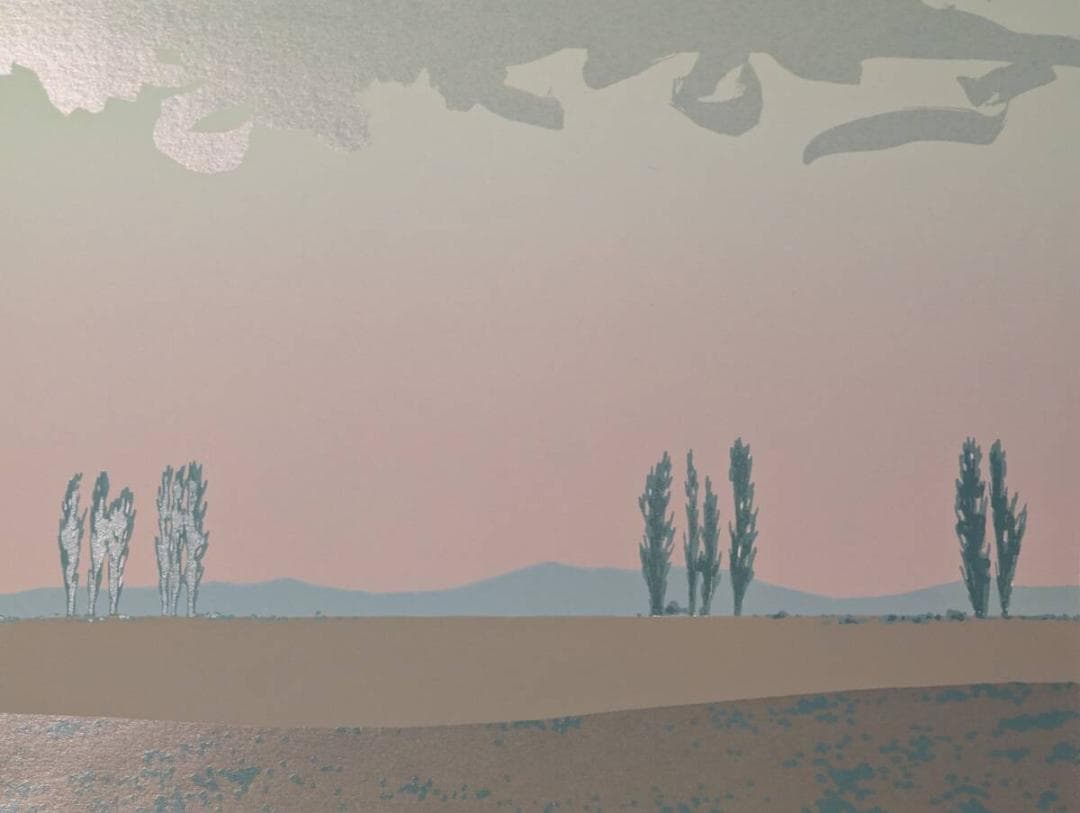 【真作】版画　本間武男　シルクスクリーン　ふる里Ⅱ　北海道の風景　Z1