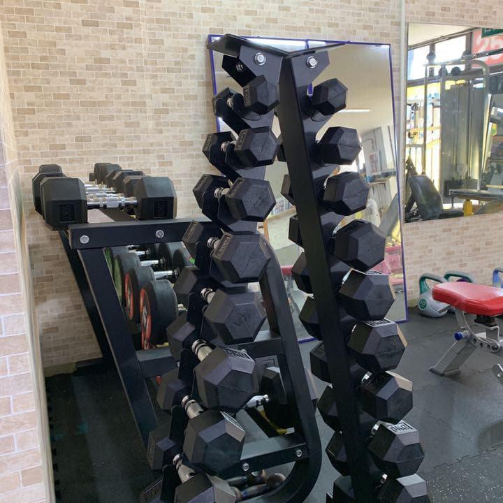 ダンベルスタンド& ヘックスラバーダンベル　1kgから10kg