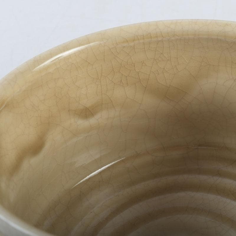 茶道具　北大路魯山人作　黄瀬戸　茶碗　共布　黒田陶々庵極め箱　V　9608