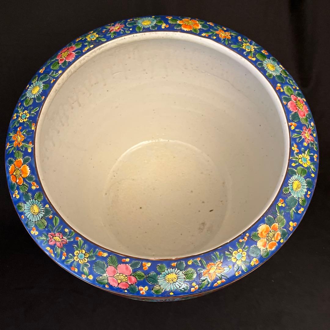 火鉢　伊万里焼　花柄　めだか　金魚　 蓮鉢　大きめ　古道具　アンティーク