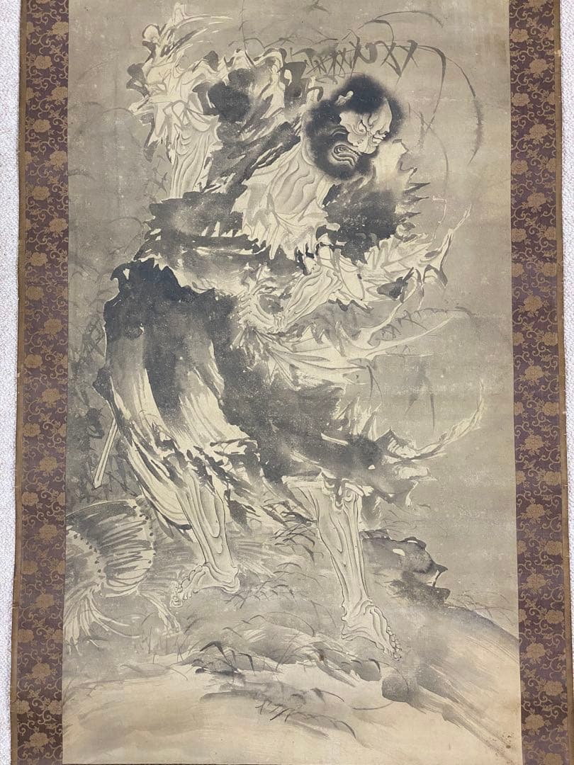 模写 掛軸 紙本肉筆 曾我蕭白 曽我蕭白 蛇足軒 仙人図 識書付き