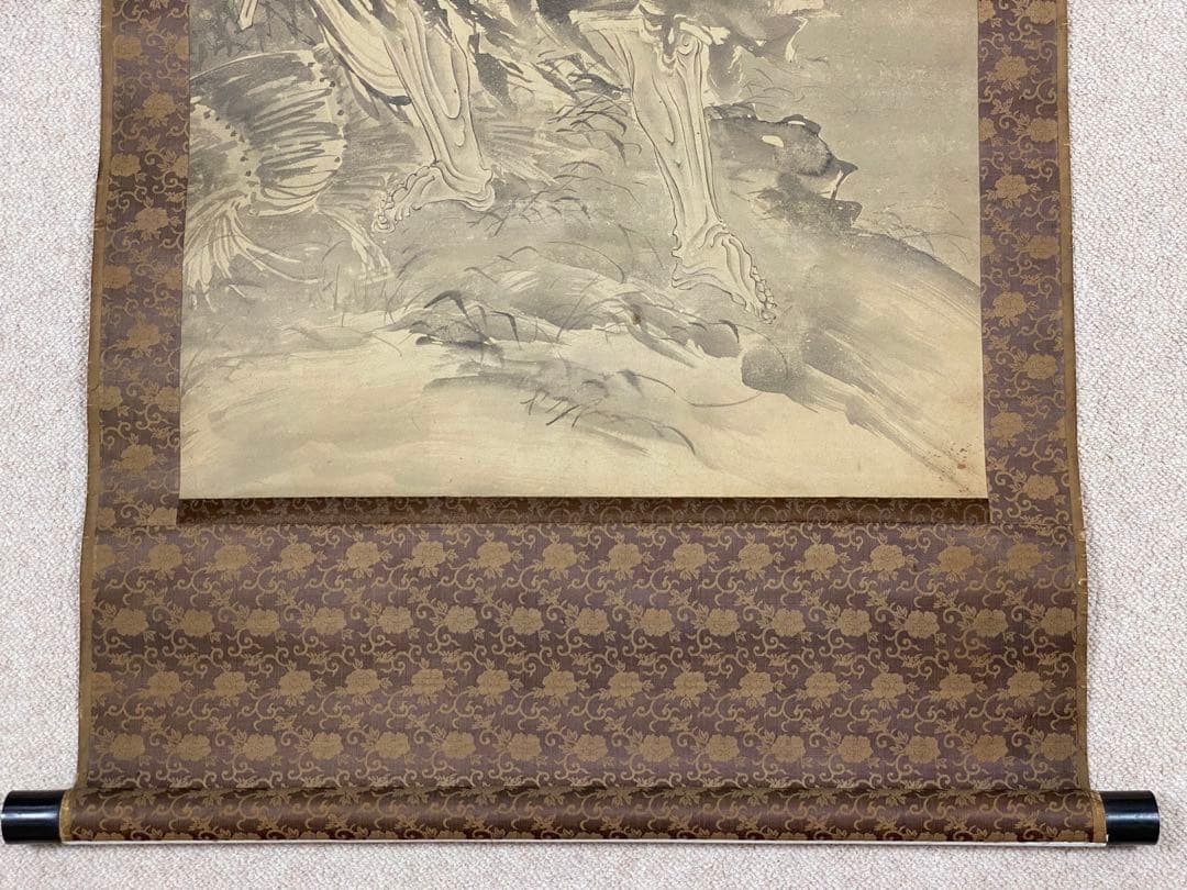 模写 掛軸 紙本肉筆 曾我蕭白 曽我蕭白 蛇足軒 仙人図 識書付き