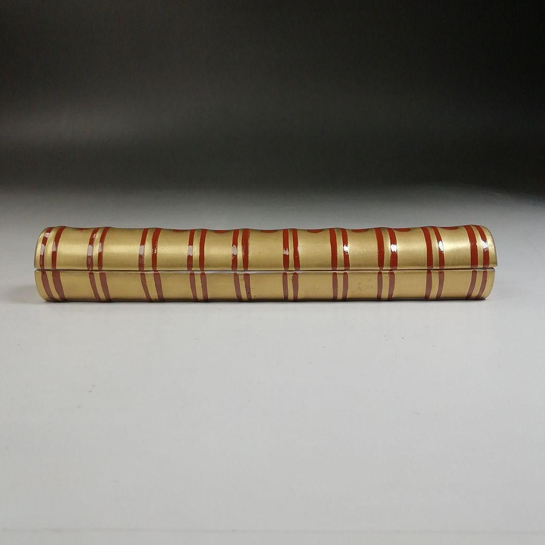 Ｗ９７　香合　『金彩　横笛　香合』『小木曽芳正 作』　共箱　茶道具