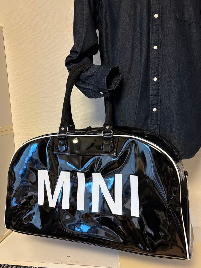 ミニクーパー/2way/ボストンバッグ/エナメル/ショルダー/ブラック/未使用