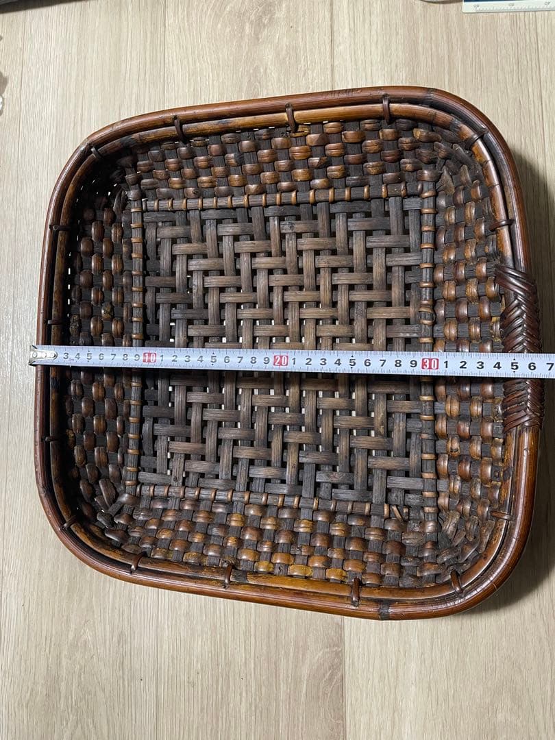アンティーク 花籠／古道具 花器／竹籠 バスケット（山葡萄系素材？） 伝統工芸
