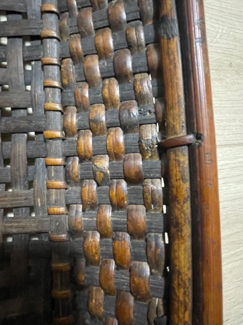 アンティーク 花籠／古道具 花器／竹籠 バスケット（山葡萄系素材？） 伝統工芸