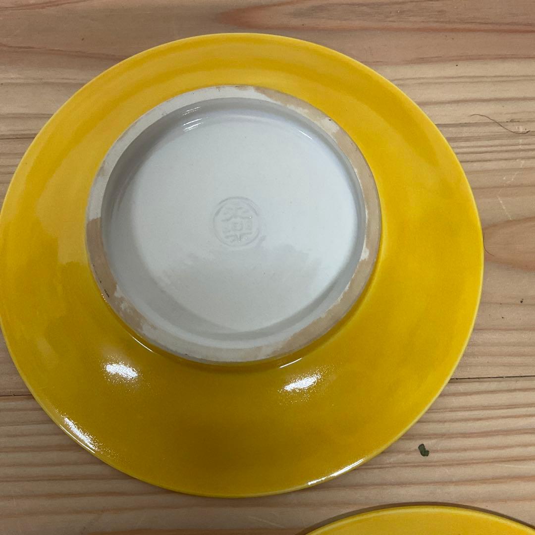 永楽善五郎　黄交趾菊唐草銘々皿　5客揃え