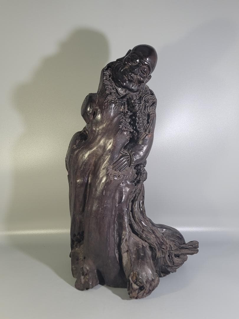 中国美術 龍眼木 彫刻 羅漢 置物 DT375