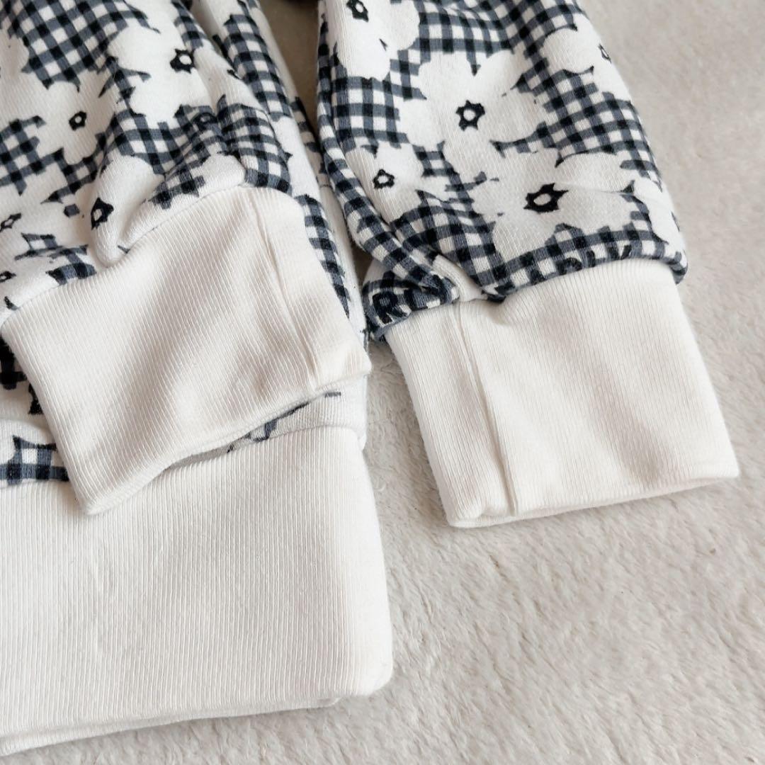 パーリーゲイツ セットアップ　パーカー　スカート　チェック　花柄　裏毛　ネイビー