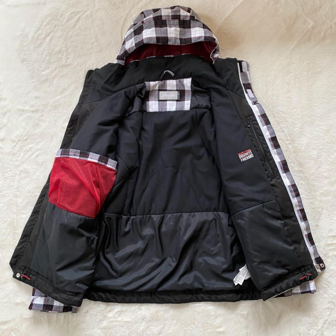 【美品】phenix スキーウェア　セットアップ　上下　チェック　ブラック　L