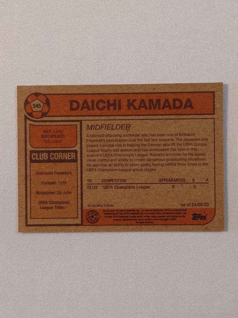 Topps 鎌田大地 Living Set Card リビングセットカード 16