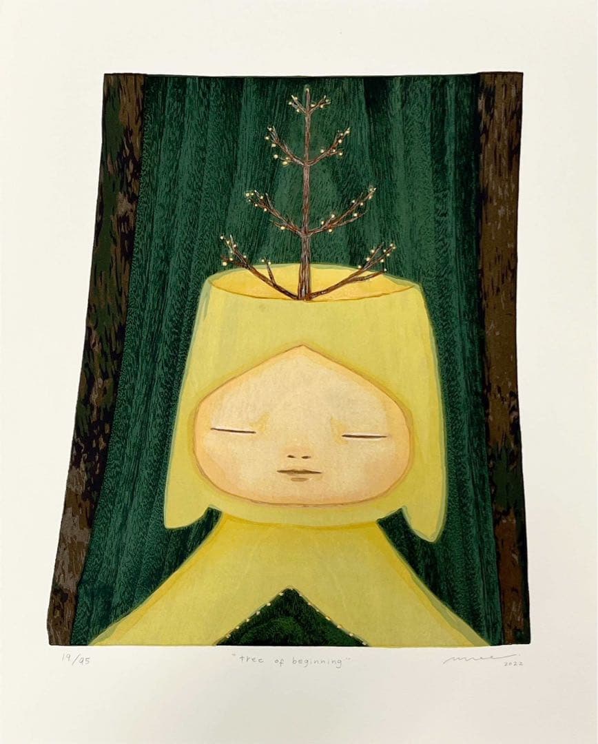 中村萌《tree of beginning》木版画 19/95