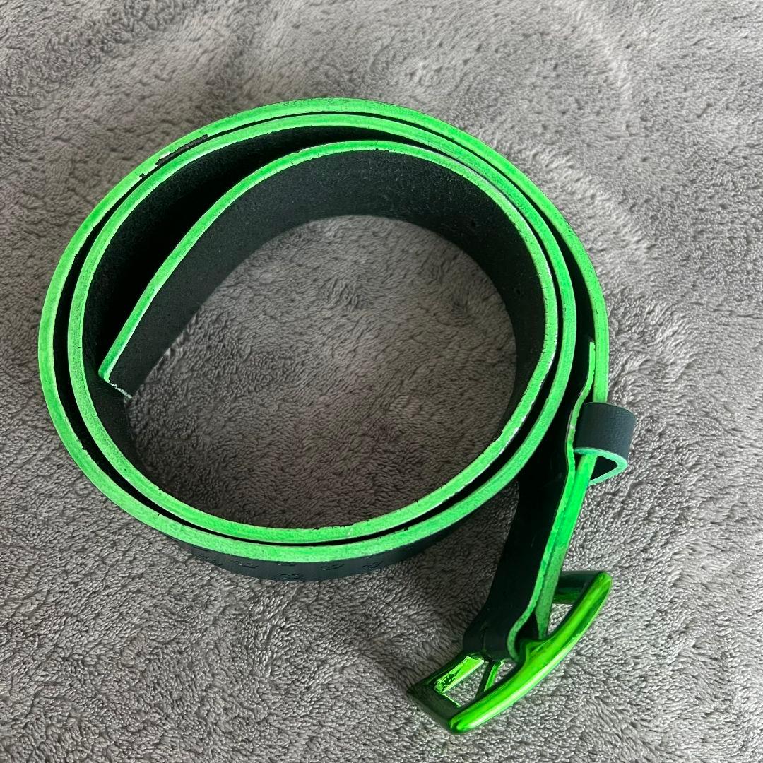 MARK&LONA マークアンドロナ　ベルト　レザー　柄　刻印　革　緑色