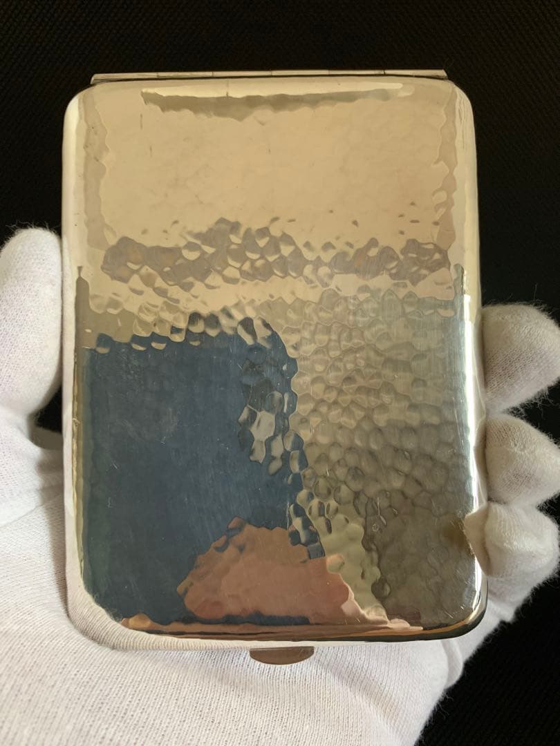 Silver950刻印 Cigarette Case 金槌目 日本製 110g