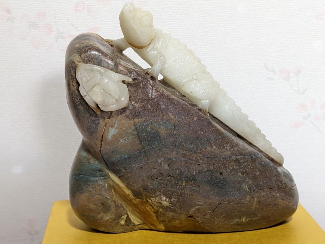 ♦中国 工芸品 天然石 細密彫刻 置物 飾り コレクション 縁起物美術品 骨董品