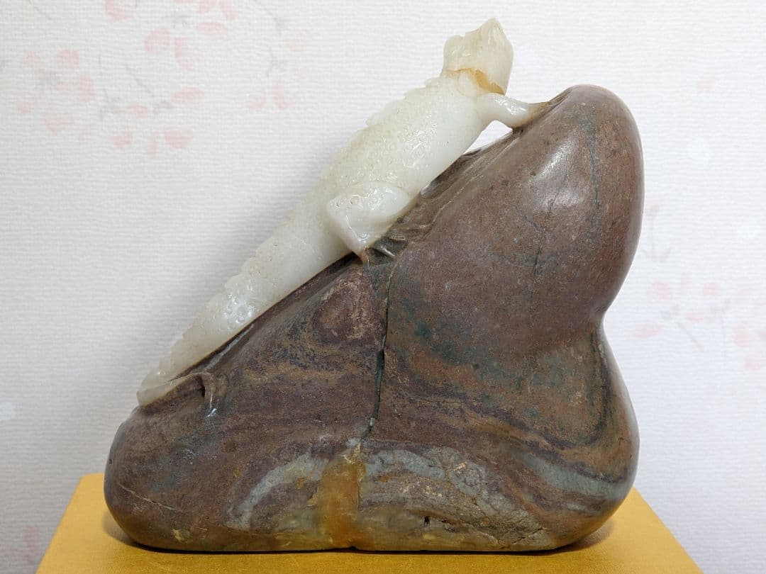 ♦中国 工芸品 天然石 細密彫刻 置物 飾り コレクション 縁起物美術品 骨董品