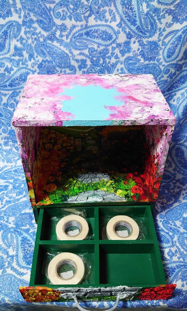 油絵 絵画 春の桜ボックス