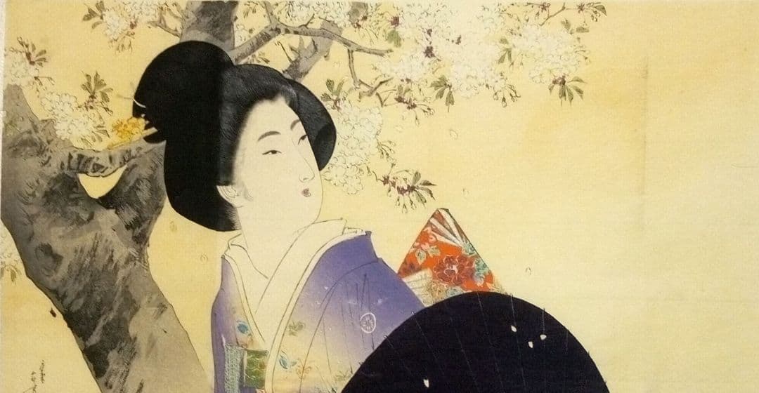 口絵木版画、小説日本女禮式大全の口絵二枚売りになります。水野年方と富岡永洗画