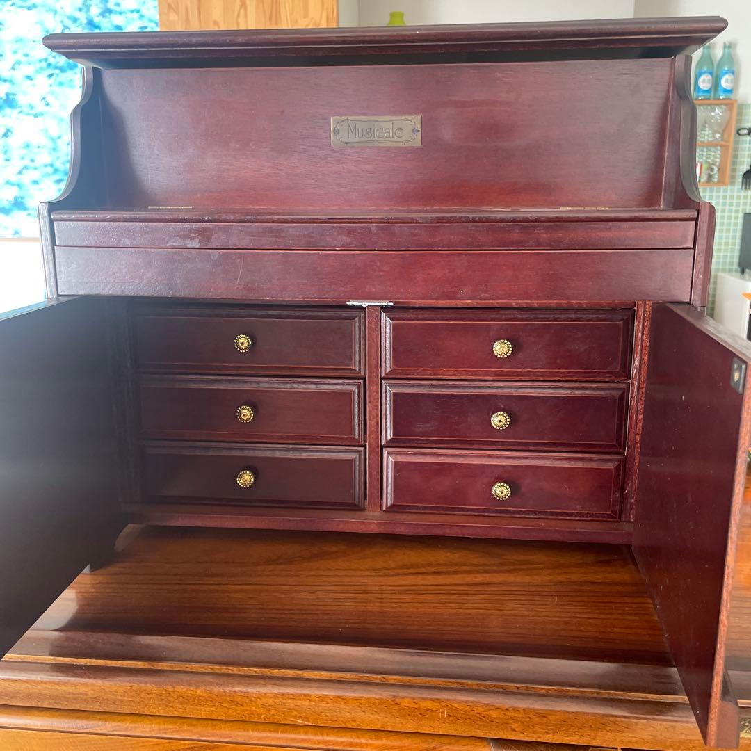 木製 ピアノ ジュエリーケース オルゴール付き アクセサリーケース