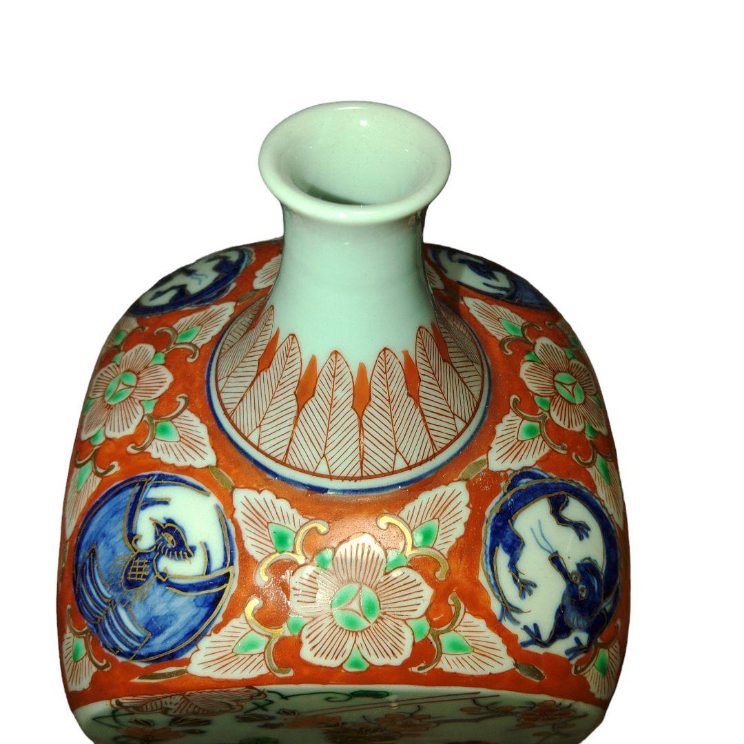 古伊万里　美人色絵角徳利　角福