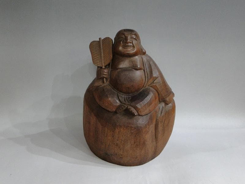 期間限定特価！　木彫　布袋様座像　弥勒菩薩　飛騨高山彫刻　30cm