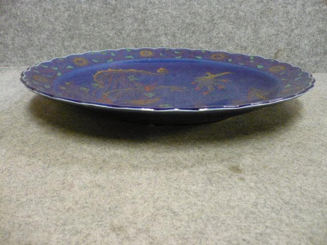 伊万里焼瑠璃釉龍に鳳凰図大皿 [B31626]