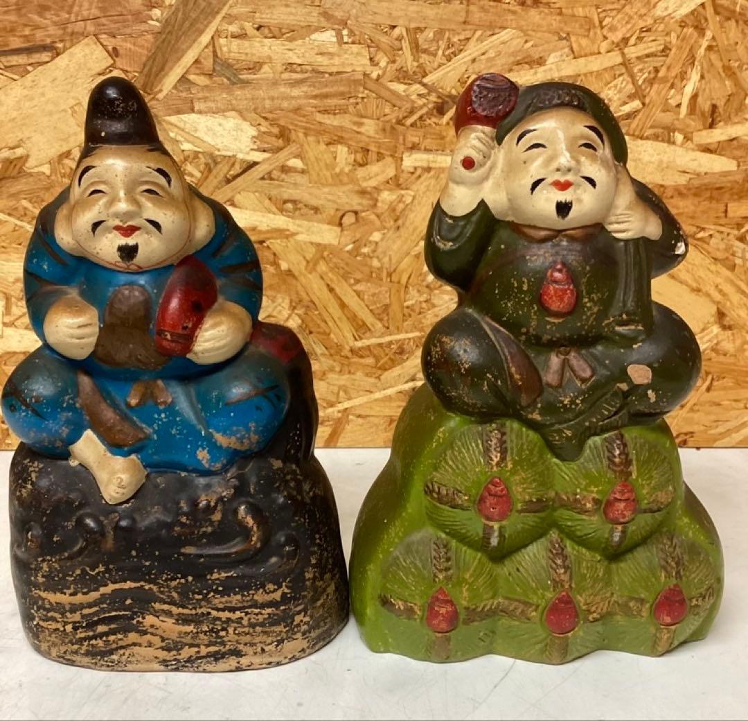 えびす弁天愚 置物 工芸品 開運 縁起物（O96）