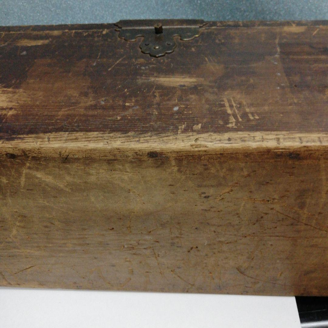 江戸時代後期幕末頃時代全長４２センチ在銘有豪商武家欅木製手持ち薬箱蔵出当時物