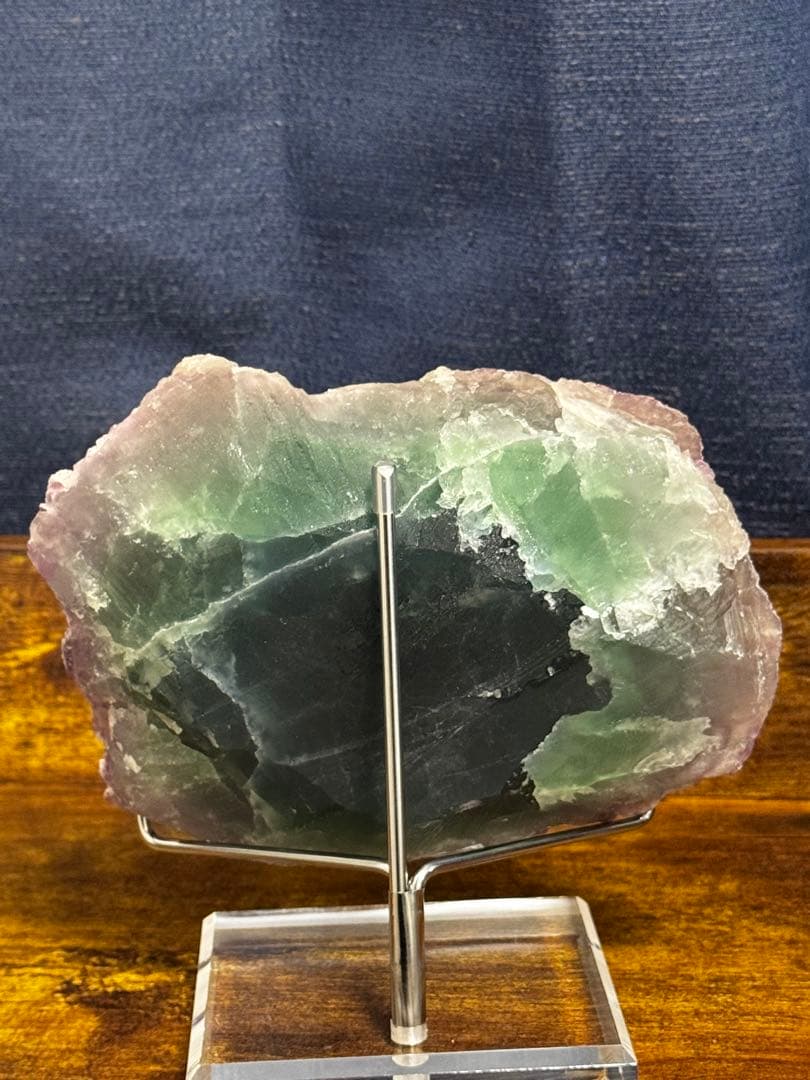 【希少】天然フローライト原石 パープル×グリーン バイカラー 結晶 蛍石 置物