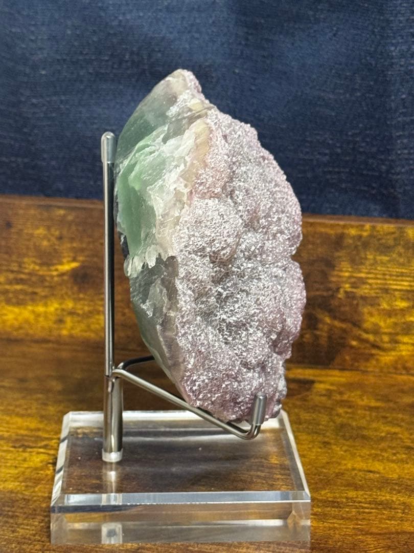 【希少】天然フローライト原石 パープル×グリーン バイカラー 結晶 蛍石 置物