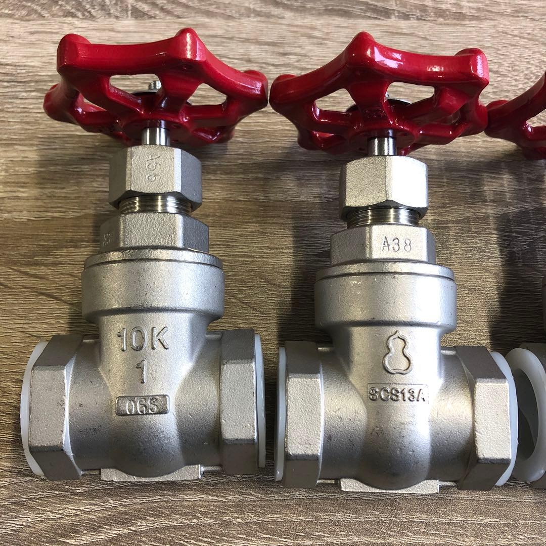 SUSネジ込みバルブ　仕切弁25A×5個